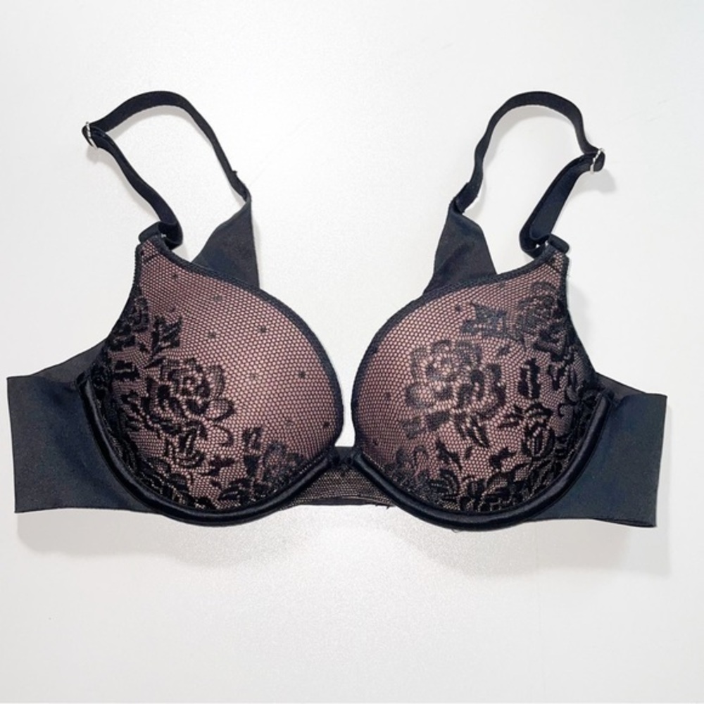 Secret Treasures Seamless Black Mesh Bra